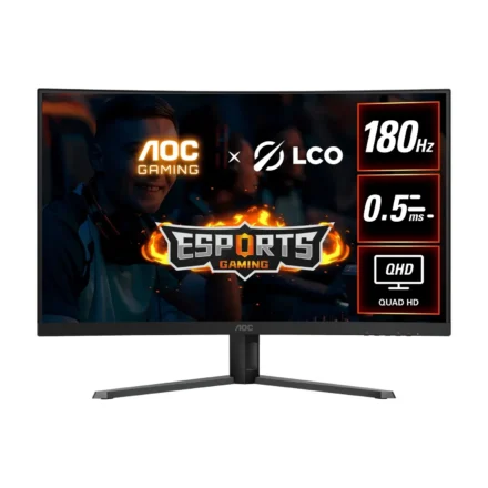 AOC 31.5″ QHD Curved Monitor (CQ32G4E) – 180Hz VA, 0.5ms MPRT, 1500R curve, 121% sRGB, DP 1.4, HDMI 2.0, Delta E