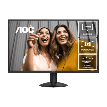 AOC 27″ IPS Q27B30E: 2560×1440 @ 75Hz, 4ms GtG, 300 nits brightness, sRGB 118%, HDMI 1.4 & DP 1.4, tilt stand, 100mm VESA, 20W power use