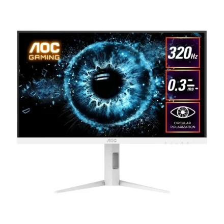 AOC 27″ Fast IPS Q27G4SL/WS: 2560×1440 @ 320Hz, 1ms GtG, 350 nits, HDR 450 nits, sRGB 125%, DP 1.4, HDMI 2.1, ergonomic stand, VESA 100mm