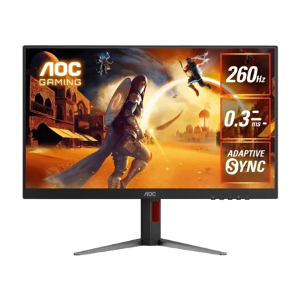 AOC 27″ Gaming Monitor – QHD 260Hz (OC), 0.3ms MPRT, IPS panel, 118% sRGB, 1.07B colors, DP 1.4+DSC, HDMI 2.0, Delta E