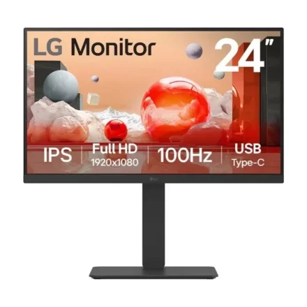 LG 24″ Full HD IPS 100Hz Monitor, 1920×1080, Built-in Power&Speaker, USB-C 65W PD,  sRGB 99%, 5ms, 16:9, versatile stand Tilt/Height/Swivel/Pivot
