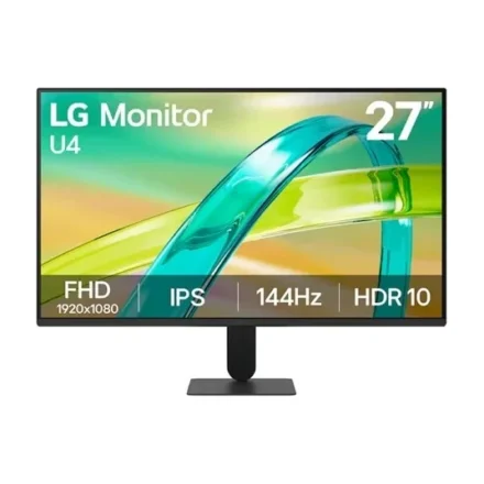 LG 27″ IPS Full HD 144Hz Monitor, 1920×1080, sRGB 99%, 1ms MBR, HDR10, 16: 9, HDMI, VGA, Tilt Stand