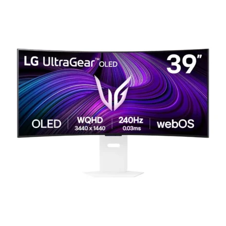 LG 39″ UltraGear OLED 240Hz WQHD Curved Smart Gaming Monitor, 3440×1440, 0.03ms, 800R, DCI-P3 98.5%, HDR10, G-SYNC, FreeSync Premium, USB-C, 65W