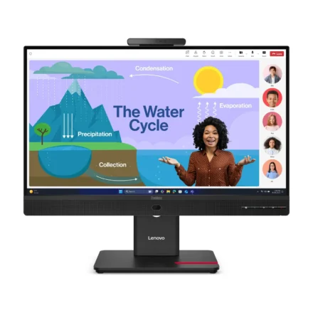 LENOVO ThinkVision T24D-4V 23.8″/24″ FHD IPS Monitor 1920×1080 16:9 Height Adjustable Tilt Swivel Pivot DP HDMI USB-C hub LAN Hub Webcam Speaker