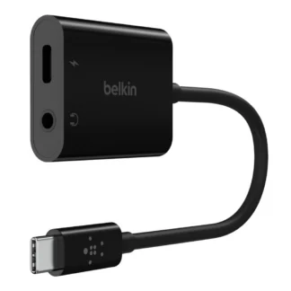 Belkin RockStar 3.5mm Audio + USB-C PD Charge Adapter - Black (NPA004btBK), 60W PD, Superior Audio, 2-in1 Solution, Apple iPhone, 2 Years Warranty