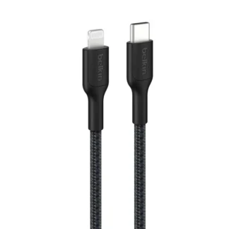 Belkin BoostCharge Pro Braided Lightning to USB-C Cable (1M) - Black (CAA022FQ1MBK),3A/15W, 480Mbps,350K+ Bends, MFI-Certified, 2 Years Warranty