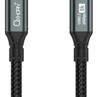Oxhorn 2m USB-C to USB-C USB 3.2 Gen2 Braided 20Gbps 8K@60Hz 5A 20V 100W PD Fast Charging Video Cable for Laptop Phone Tablet Docking USB-C Devices
