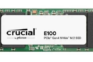 Crucial E100 1TB Gen4 NVMe SSD 5000/4500 MB/s R/W 80TBW 350K/460K IOPS 1M hrs MTTF M.2 2280 PCIe4 3yrs ~Crucial P3 CT1000P3SSD8