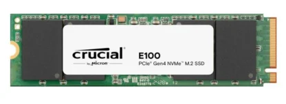 Crucial E100 480GB Gen4 NVMe SSD 4700/2500 MB/s R/W 60TBW 350K/460K IOPS 1.5M hrs MTTF M.2 2280 PCIe4 3yrs