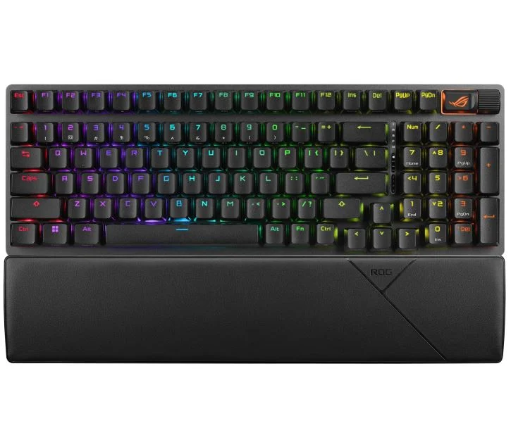 ASUS ROG STRIX SCOPE II 96 WL Snow Switch NX Wireless Gaming Mechanical Keyboard, Tri-mode Connection, Streamer hotkeys, Multifunction controls