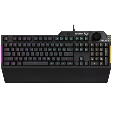 ASUS RA04 TUF GAMING K1 RGB Keyboard, Volume Knob, 19 Key Rollover, Spill Resistance, Programmable Keys
