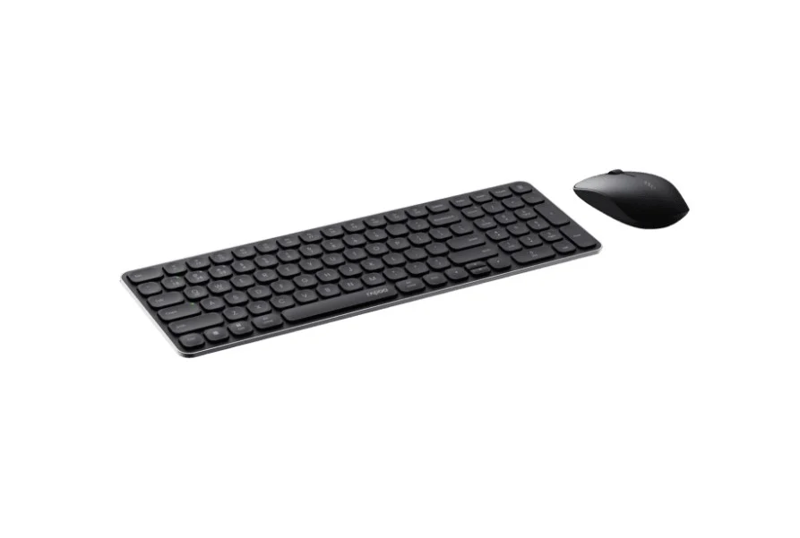RAPOO 9320M Bluetooth 4.0, 5.0 + 2.4G Wireless Multi-mode Keyboard Mouse Combo, Aluminium Base, 2400 DPI, 10M Range, Compact Black Retail Pack