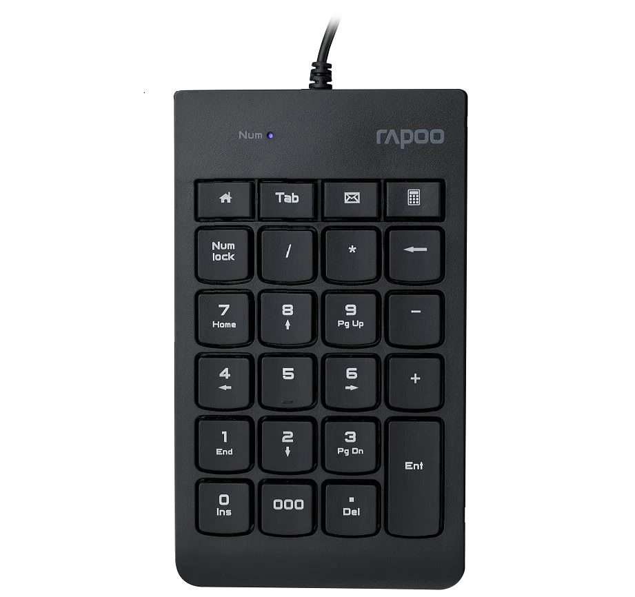 RAPOO K10 Wired Numeric Number Pad Keyboard – Spill Resistant Design, Laser Carved Keycap, Spill-Resistant Design, USB-A