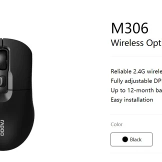 RAPOO M306 2.4 Wireless Optical Mice with Side FWD and Back Buttons. 12 Months Long Battery Life, Easy Installation. Adjustable DPI 3200. Office Mice.