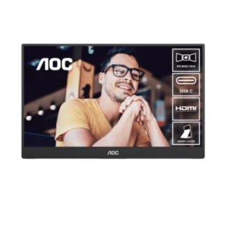 AOC 15.6inch FHD IPS 1920×1080 16:9, 800:1 Contrast 230 Nits 2x USB-C 1x Mini HDMI 2.0 1Wx2 Speakers Foldable Smart Cover VESA Mount Portable Monitor