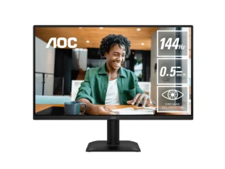 AOC 23.8″ IPS, 1920×1080@144Hz, 4ms GtG, 300 cd/m², 1500:1, 178° VA, sRGB 112%, HDMI/DP, tilt -5°~23°, 16.7M colors, 16W (LS)