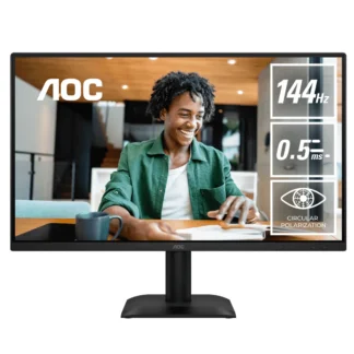 AOC 23.8″ IPS, 1920×1080@144Hz, 4ms GtG, 300 cd/m², 1500:1, 178° VA, sRGB 112%, HDMI/DP, tilt -5°~23°, 16.7M colors, 16W (LS)