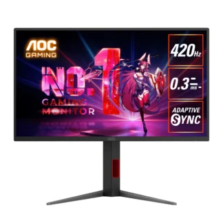 AOC 24.5″ 420Hz Gaming Monitor: Fast IPS, FHD @420Hz, 0.3ms MPRT, 350 nits, sRGB 110%, DP/HDMI, height/swivel/pivot tilt, VESA mount