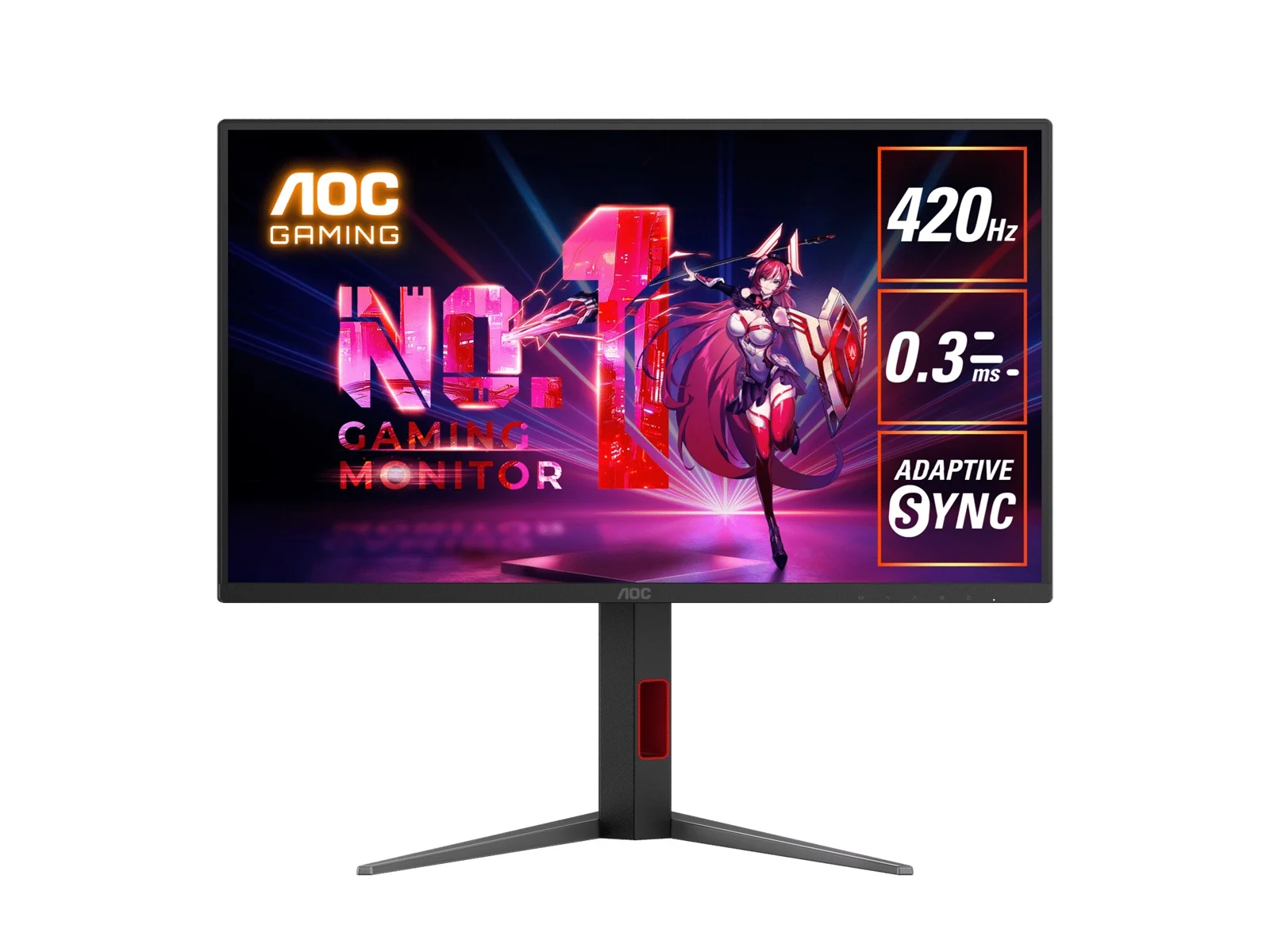 AOC 24.5″ 420Hz Gaming Monitor: Fast IPS, FHD @420Hz, 0.3ms MPRT, 350 nits, sRGB 110%, DP/HDMI, height/swivel/pivot tilt, VESA mount
