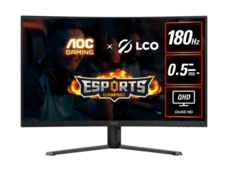 AOC 31.5″ QHD Curved Monitor (CQ32G4E) – 180Hz VA, 0.5ms MPRT, 1500R curve, 121% sRGB, DP 1.4, HDMI 2.0, Delta E