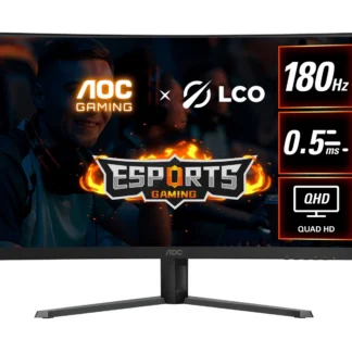 AOC 31.5″ QHD Curved Monitor (CQ32G4E) – 180Hz VA, 0.5ms MPRT, 1500R curve, 121% sRGB, DP 1.4, HDMI 2.0, Delta E