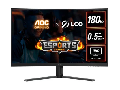 AOC 31.5″ QHD Curved Monitor (CQ32G4E) – 180Hz VA, 0.5ms MPRT, 1500R curve, 121% sRGB, DP 1.4, HDMI 2.0, Delta E