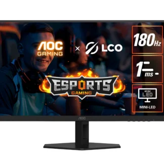 AOC 27″ QD-MiniLED Monitor – QHD 180Hz, 1ms, 5000:1 contrast, 1200 nits peak HDR, Quantum Dot VA, 148% sRGB, DP 1.4, HDMI 2.0, tilt adjusable