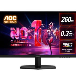AOC 27″ 260Hz Gaming Monitor : Fast IPS panel, 2560×1440 @ 260Hz, 0.3ms MPRT, 120% sRGB, 98.5% DCI-P3, 300 nits, DP & HDMI, tilt stand