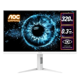 AOC 27″ Fast IPS Q27G4SL/WS: 2560×1440 @ 320Hz, 1ms GtG, 350 nits, HDR 450 nits, sRGB 125%, DP 1.4, HDMI 2.1, ergonomic stand, VESA 100mm