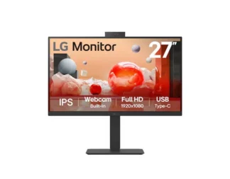 LG 27” Full HD IPS100Hz Monitor, 1920×1080, Built-in Full HD Webcam/Mic/Speaker, LG Switch App, USB-C 90W PD, RJ45, sRGB 99%, Adj. Stand