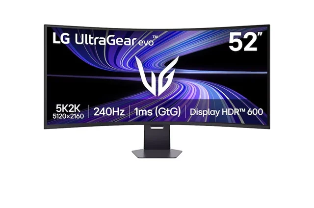 LG 52″ UltraGear evo G9 5K2K 240Hz Gaming Monitor, 5120×2160, VA, 240Hz, 1ms, 1000R, HDR600, DCI-P3 95%, FreeSync Premium, DP 2.1, USB-C 90W