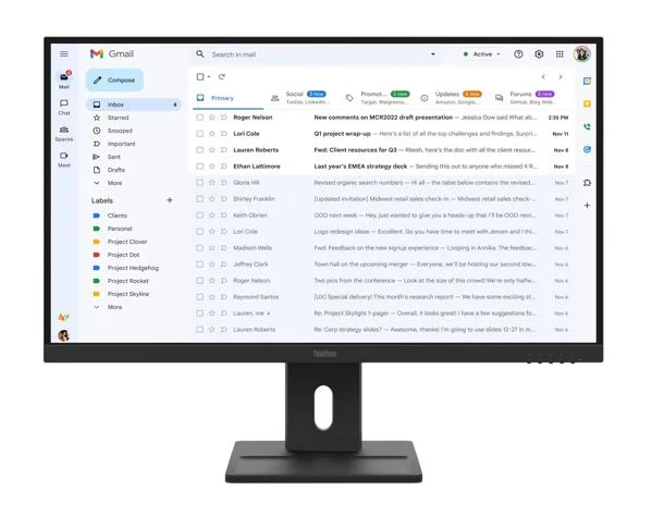 LENOVO ThinkVision E27-40 27″ FHD IPS Monitor 1920×1080 16:9 4ms 100Hz Anti-glare Tilt Swivel Pivot Height Adjust VGA DP HDMI VESA 3yr WTY Black