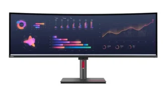 LENOVO ThinkVision P49W-30 49″ Dual QHD Curve Monitor IPS 5120×1440 32:9 Height Adjustable Tilt Swivel DP HDMI TBT4 USB-C Hub USB-B LAN Audio VESA 3yr