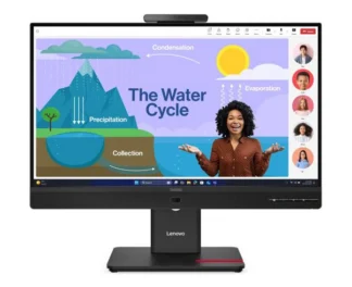 LENOVO ThinkVision T24D-4V 23.8″/24″ FHD IPS Monitor 1920×1080 16:9 Height Adjustable Tilt Swivel Pivot DP HDMI USB-C hub LAN Hub Webcam Speaker