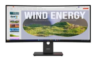 LENOVO ThinkVision T34WD-40 34″ 120Hz WQHD Monitor 1500R Curve 4K 3440×1440 21:9 Height Adjustable Tilt Swivel USB-C Dock 100W PD DP HDMI LAN 3xUSB-A