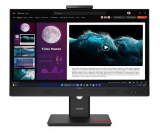 LENOVO ThinkCentre Tiny-in-One 27″ 40-120Hz QHD Monitor 2560×1440 16:9 4ms IPS Height Adjust Tilt Swivel Pivot HDMI DP USB3.2 Webcam Mic VESA 3YR