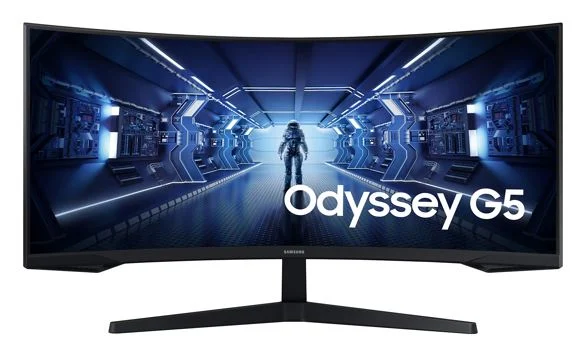 Samsung 34″ Odyssey G55T WQHD Curved 3440×1440 21:9 1000R 165Hz 1ms 250 cd/㎡ FreeSync VA DP HDMI Headphone Tilt VESA Gaming Monitor Black 3YR