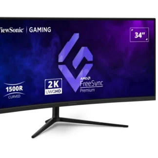 ViewSonic 34” Curved 3440×1440, 180Hz 1ms 1500R, HDR10,Adaptive Sync,2x HDMI,2x DP,Speaker,VESA 100 VX3418-2K Office Gaming Ultra Wide Monitor,3YARW
