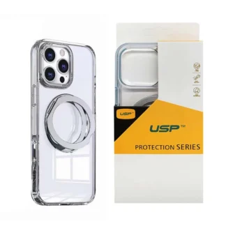 USP Apple iPhone 18 Pro / iPhone 17 Pro (6.3″) 360° Rotatable Ring Stand Clear Case with MagSafe – Scratch Resistant, 5 Years Warranty