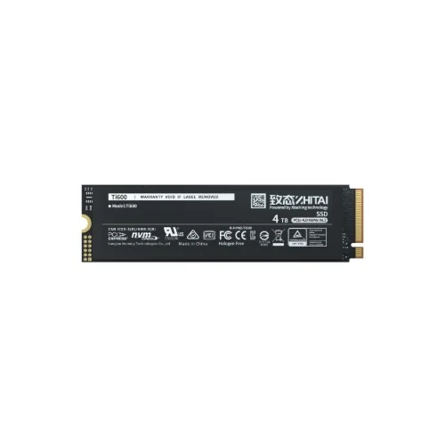 YMTC ZhiTai Ti600 SSD 500GB M.2 2280 YMTC QLC 3D NAND Flash PCIeTM Gen4 x4 NVMeTM 2.0 R/W 6,000MB/s 3,000 MB/s 200 TBW 5Y warranty (Bulk pack)